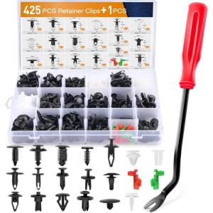 imageGOOACC 1115Pcs Car Push Retainer Clips ampamp Auto Fasteners Assortment 32 Most Popular Sizes Nylon Bumper Fender Rivets with 10 Cable Ties and Fasteners Remover for GM Ford Toyota Honda Chrysler425Pcs Clips  Remover