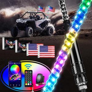 imageGOOACC 2 PCS 4FT LED Whip Light with Spring Base Spiral RGB Chasing RF Remote Lighted Whips wRocker Switch LED Antenna for UTV ATV Truck Sand Rail Buggy Dune RZR CanamRemoteAPP Control