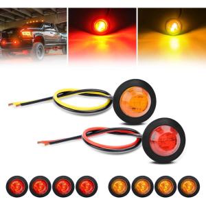imageGOOACC 34 Inch Bullet Side Marker Light 30PCS Red Amber White Round Clearance LED Front Rear Indicator Lights for Trailer Van Caravan Boat Truck RV Car BusRedAmber