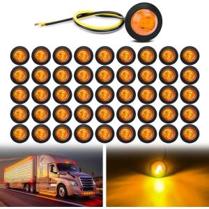 imageGOOACC 34 Inch Bullet Side Marker Light 30PCS Red Amber White Round Clearance LED Front Rear Indicator Lights for Trailer Van Caravan Boat Truck RV Car BusAmber 50PCS