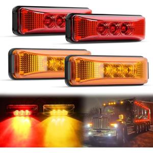 imageGOOACC 39Inch Side Marker Light 2PCS Amber 3LED Front Rear Clearance Indicator Fender Lights Waterproof Surface Mounted For Truck Trailer Camper RV UTV BusRedAmber 4Pcs