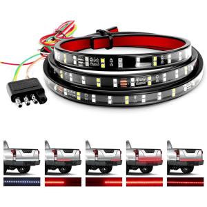imageGOOACC 60quot Truck Tailgate Light Bar 5 Function 264 LED Strip Double Row Universal for Pickup with Red Running Brake Turn Signals White Reverse Lights