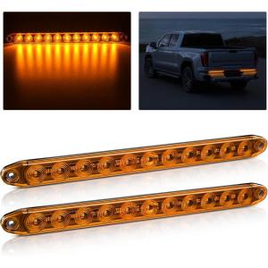 imageGOOACC 9LED Marker ID Bar 1PC 142Inch Red Trailer Running Tail Rear Clearance Identification Lights Stainless Steel bracket IP67 Waterproof for Pickup Truck RV BoatAmber 2Pcs 16Inch Trailer Light