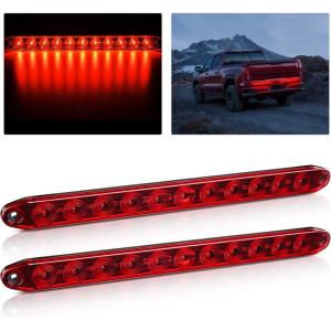 imageGOOACC 9LED Marker ID Bar 1PC 142Inch Red Trailer Running Tail Rear Clearance Identification Lights Stainless Steel bracket IP67 Waterproof for Pickup Truck RV BoatRed 2Pcs 16Inch Trailer Light