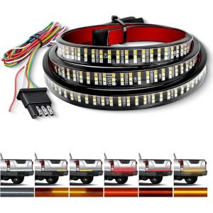 imageGOOACC Truck Tailgate Light Strip 48quot Aluminum Frame led bar Triple Row Tail Lighing Sequential Amber Turn Signal Strobe Red Running Brake White Reverse48 360Led Light Strip