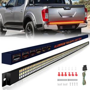 imageGOOACC Truck Tailgate Light Strip 48quot Aluminum Frame led bar Triple Row Tail Lighing Sequential Amber Turn Signal Strobe Red Running Brake White Reverse48 780Led Aluminum Frame Light