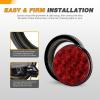 imageGOOACC 4Inch Round Tail Light 2PCS White 24LED wStainless Steel Chrome Bezel Waterproof Reverse Day Running Lights for Truck Trailer RV Lorry Boat TractorRed 12Led 2Pcs