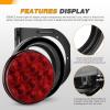 imageGOOACC 4Inch Round Tail Light 2PCS White 24LED wStainless Steel Chrome Bezel Waterproof Reverse Day Running Lights for Truck Trailer RV Lorry Boat TractorRed  Brackets 2pcs