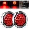 imageGOOACC 4Inch Round Tail Light 2PCS White 24LED wStainless Steel Chrome Bezel Waterproof Reverse Day Running Lights for Truck Trailer RV Lorry Boat TractorRed 24Led 2Pcs Screws