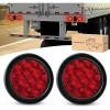 imageGOOACC 4Inch Round Tail Light 2PCS White 24LED wStainless Steel Chrome Bezel Waterproof Reverse Day Running Lights for Truck Trailer RV Lorry Boat TractorRed 12Led 2Pcs