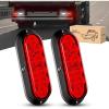 imageGOOACC 6Inch Oval Tail Light 2PCS Red 10LED Brake Stop Turn Signals Lights Surface Mount IP67 Waterproof for Trailer Truck RV Tractor Lorry Camper Van