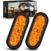 imageGOOACC 6Inch Oval Trailer Tail Light 2PCS 10LED White Reverse Back Up Lights wSurface Mount Grommets Plugs IP67 Waterproof for Truck RV TractorAmber 2Pcs