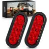 imageGOOACC 6Inch Oval Trailer Tail Light 2PCS 10LED White Reverse Back Up Lights wSurface Mount Grommets Plugs IP67 Waterproof for Truck RV TractorRed 2Pcs