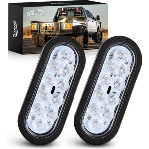 imageGOOACC 6Inch Oval Trailer Tail Light 2PCS 10LED White Reverse Back Up Lights wSurface Mount Grommets Plugs IP67 Waterproof for Truck RV TractorWhite 2Pcs