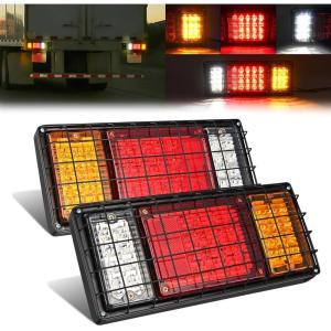 imageGOOACC Square LED Trailer Light Kit 2PCS Stop Brake Turn Signals Tail Side Marker License Plate Lights IP68 Submersible for 12V Boat Camper RV Truck Snowmobile40Led Trailer Tail Light