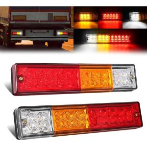 imageGOOACC Square LED Trailer Light Kit 2PCS Stop Brake Turn Signals Tail Side Marker License Plate Lights IP68 Submersible for 12V Boat Camper RV Truck Snowmobile20Led Trailer Tail Light