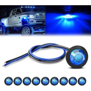 imageGOOACC 34 Inch Bullet Side Marker Light 10PCS Red Round Clearance LED Front Rear Indicator Lights for Trailer Van Caravan Boat Truck RV Car BusBlue
