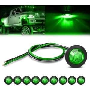 imageGOOACC 34 Inch Bullet Side Marker Light 10PCS Red Round Clearance LED Front Rear Indicator Lights for Trailer Van Caravan Boat Truck RV Car BusGreen