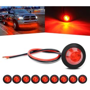 imageGOOACC 34 Inch Bullet Side Marker Light 10PCS Red Round Clearance LED Front Rear Indicator Lights for Trailer Van Caravan Boat Truck RV Car BusRed