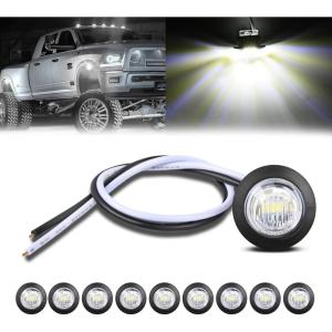 imageGOOACC 34 Inch Bullet Side Marker Light 10PCS Red Round Clearance LED Front Rear Indicator Lights for Trailer Van Caravan Boat Truck RV Car BusWhite