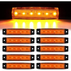 imageGOOACC 38Inch Side Marker Light 10PCS 6LED Amber Trailer Camper Clearance Marine Boat Navigation Port Starboard Indicator Lights for 12V DC Kayak Sailboat Yacht Truck RVAmber