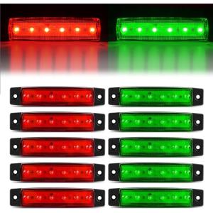 imageGOOACC 38Inch Side Marker Light 10PCS 6LED Amber Trailer Camper Clearance Marine Boat Navigation Port Starboard Indicator Lights for 12V DC Kayak Sailboat Yacht Truck RVred green