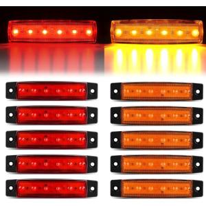 imageGOOACC 38Inch Side Marker Light 10PCS 6LED Amber Trailer Camper Clearance Marine Boat Navigation Port Starboard Indicator Lights for 12V DC Kayak Sailboat Yacht Truck RVred amber