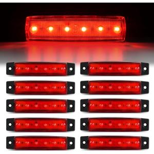 imageGOOACC 38Inch Side Marker Light 10PCS 6LED Amber Trailer Camper Clearance Marine Boat Navigation Port Starboard Indicator Lights for 12V DC Kayak Sailboat Yacht Truck RVred