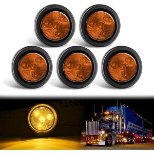 imageGOOACC LED Fender Pedestal Light 2PCS 14 Diodes Red Amber Pre Wired Trailer Truck Front Rear Clearance Lights for Heavy Duty Mack Kenworth FreightlinerAmber 5PCS