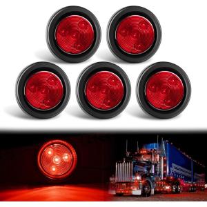 imageGOOACC LED Fender Pedestal Light 2PCS 14 Diodes Red Amber Pre Wired Trailer Truck Front Rear Clearance Lights for Heavy Duty Mack Kenworth FreightlinerRed 5PCS