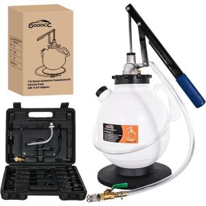 imageGOOACC Transmission Fluid Pump Kit 10L Automotive Pneumatic Oil Fluid Extractor ATF Refill Dispenser Transfer Pump with 15 ATF Filler Adapters 26 Gal 2 Way Vacuum Fluid Evacuator Oil Change Tool Set75L Manua