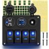 imageGOOACC  Gang Rocker Switch Panel with USB Charger and Cigar Lighter 12V 24V Toggle Switch ON Off Rocker Switch Blue with Night Glow Stickers for Cars Rvs Trucks2 Years WarrantyBlue