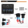 imageGOOACC  Gang Rocker Switch Panel with USB Charger and Cigar Lighter 12V 24V Toggle Switch ON Off Rocker Switch Blue with Night Glow Stickers for Cars Rvs Trucks2 Years WarrantyBlue