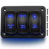 imageGOOACC 3 Gang Rocker Switch Panel Aluminum 5 Pin ON Off Toggle Switch Panel LED Light Bar Switch SPST 12V 24V Blue Switches for Marine Boats Cars ATVs UTVs2 Years WarrantyBlue