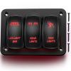 imageGOOACC 3 Gang Rocker Switch Panel Aluminum 5 Pin ON Off Toggle Switch Panel LED Light Bar Switch SPST 12V 24V Blue Switches for Marine Boats Cars ATVs UTVs2 Years WarrantyRed