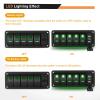 imageGOOACC 3 Gang Rocker Switch Panel Blue Backlit with 48 Amp Dual USB Charger Voltmeter Waterproof 12V 24V DC Rocker Switch with Night Glow Stickers for Car Trucks Boats RVs2 Years WarrantyGreen