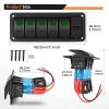 imageGOOACC 3 Gang Rocker Switch Panel Blue Backlit with 48 Amp Dual USB Charger Voltmeter Waterproof 12V 24V DC Rocker Switch with Night Glow Stickers for Car Trucks Boats RVs2 Years WarrantyGreen