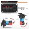 imageGOOACC 3 Gang Rocker Switch Panel Blue Backlit with 48 Amp Dual USB Charger Voltmeter Waterproof 12V 24V DC Rocker Switch with Night Glow Stickers for Car Trucks Boats RVs2 Years WarrantyRed