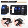 imageGOOACC 3 Gang Rocker Switch Panel Blue Backlit with 48 Amp Dual USB Charger Voltmeter Waterproof 12V 24V DC Rocker Switch with Night Glow Stickers for Car Trucks Boats RVs2 Years WarrantyBlue