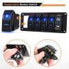 imageGOOACC 3 Gang Rocker Switch Panel Blue Backlit with 48 Amp Dual USB Charger Voltmeter Waterproof 12V 24V DC Rocker Switch with Night Glow Stickers for Car Trucks Boats RVs2 Years WarrantyBlue