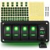 imageGOOACC 3 Gang Rocker Switch Panel Blue Backlit with 48 Amp Dual USB Charger Voltmeter Waterproof 12V 24V DC Rocker Switch with Night Glow Stickers for Car Trucks Boats RVs2 Years WarrantyGreen
