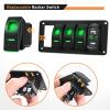 imageGOOACC 3 Gang Rocker Switch Panel Blue Backlit with 48 Amp Dual USB Charger Voltmeter Waterproof 12V 24V DC Rocker Switch with Night Glow Stickers for Car Trucks Boats RVs2 Years WarrantyGreen