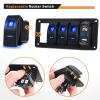 imageGOOACC 3 Gang Rocker Switch Panel Blue Backlit with 48 Amp Dual USB Charger Voltmeter Waterproof 12V 24V DC Rocker Switch with Night Glow Stickers for Car Trucks Boats RVs2 Years WarrantyBlue