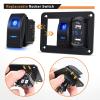 imageGOOACC 3 Gang Rocker Switch Panel Blue Backlit with 48 Amp Dual USB Charger Voltmeter Waterproof 12V 24V DC Rocker Switch with Night Glow Stickers for Car Trucks Boats RVs2 Years WarrantyBlue