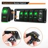 imageGOOACC 3 Gang Rocker Switch Panel Blue Backlit with 48 Amp Dual USB Charger Voltmeter Waterproof 12V 24V DC Rocker Switch with Night Glow Stickers for Car Trucks Boats RVs2 Years WarrantyGreen