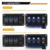 imageGOOACC 3 Gang Rocker Switch Panel Blue Backlit with 48 Amp Dual USB Charger Voltmeter Waterproof 12V 24V DC Rocker Switch with Night Glow Stickers for Car Trucks Boats RVs2 Years WarrantyBlue