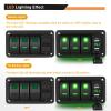 imageGOOACC 3 Gang Rocker Switch Panel Blue Backlit with 48 Amp Dual USB Charger Voltmeter Waterproof 12V 24V DC Rocker Switch with Night Glow Stickers for Car Trucks Boats RVs2 Years WarrantyGreen