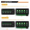 imageGOOACC 3 Gang Rocker Switch Panel Blue Backlit with 48 Amp Dual USB Charger Voltmeter Waterproof 12V 24V DC Rocker Switch with Night Glow Stickers for Car Trucks Boats RVs2 Years WarrantyGreen