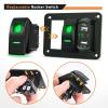 imageGOOACC 3 Gang Rocker Switch Panel Blue Backlit with 48 Amp Dual USB Charger Voltmeter Waterproof 12V 24V DC Rocker Switch with Night Glow Stickers for Car Trucks Boats RVs2 Years WarrantyGreen