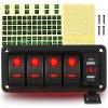 imageGOOACC 3 Gang Rocker Switch Panel Blue Backlit with 48 Amp Dual USB Charger Voltmeter Waterproof 12V 24V DC Rocker Switch with Night Glow Stickers for Car Trucks Boats RVs2 Years WarrantyRed
